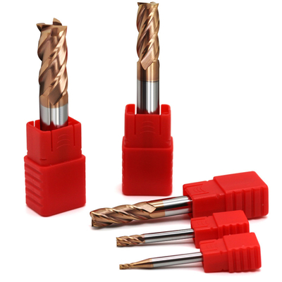 3 ferramentas de corte lisas do revestimento do cobre HRC55 do moinho de extremidade do carboneto cimentado das flautas