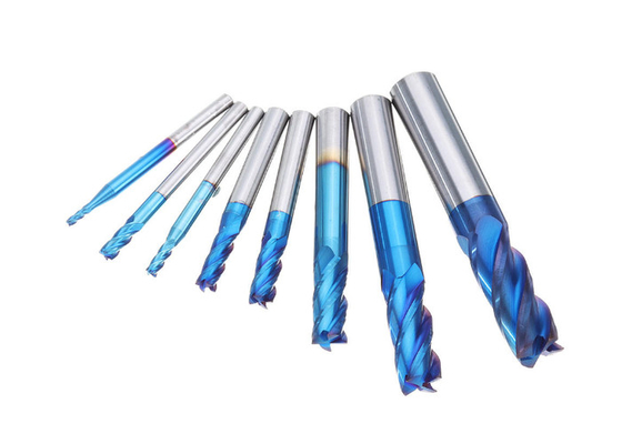 2-12mm quatro cortador 8Pcs Naco azul da fresa de aço do tungstênio do moinho de extremidade HRC50 da flauta