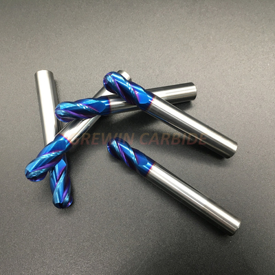 A flauta dos moinhos de extremidade 2 do nariz da bola do carboneto de tungstênio HRC65 com Naco azul revestiu 2.5X8X50
