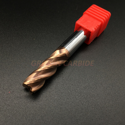 A cor de cobre lisa TiAIN das flautas HRC55 do moinho de extremidade 2 do carboneto contínuo do tungstênio revestiu máquina ferramenta afiadas das ferramentas de corte