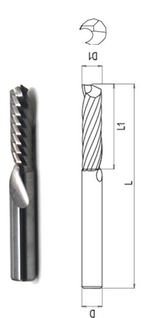 A espiral da ferramenta do torno do carboneto escolhe ferramentas de um corte do cortador de trituração do moinho de extremidade da flauta para o alumínio de madeira plástico