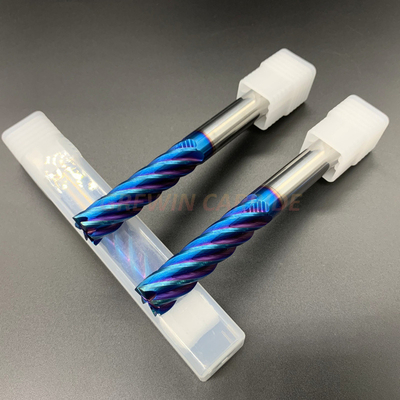 Moinhos de extremidade contínuos personalizados do carboneto das flautas HRC65 6 com o revestimento Nano azul